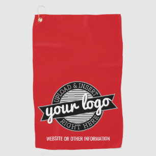 Basic Office Business Logo with Contact Info Red Golf Towel