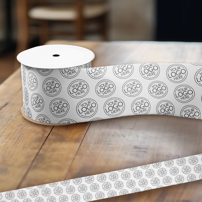 Basic Office Business Logo with Contact Info Satin Ribbon (Custom Ribbon - Add your logo for business branding and choose a size)