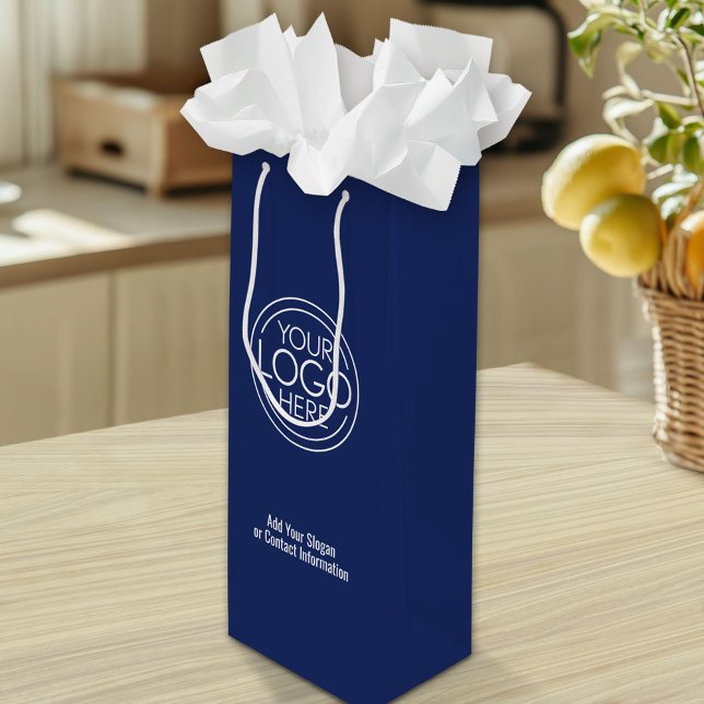 Basic Office Business Logo with Contact Info Wine Gift Bag (Custom Tall Gift Bag with Logo)