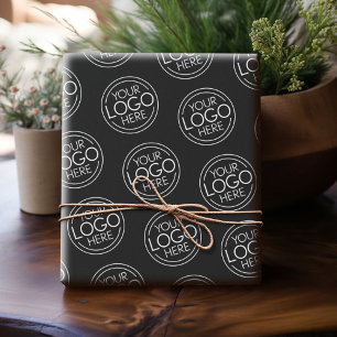 Basic Office Business Logo with Contact Info Wrapping Paper