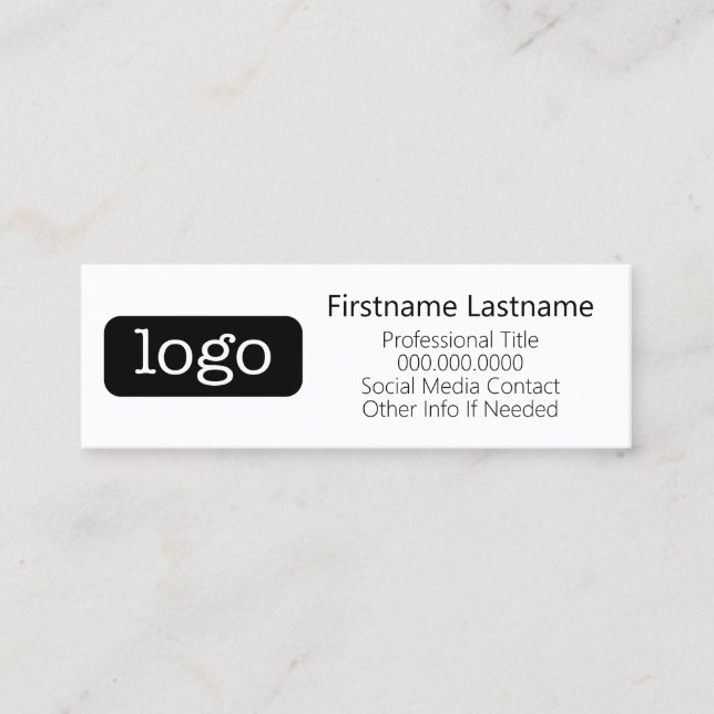 Basic Office or Business Logo Contact Information Mini Business Card (Front)