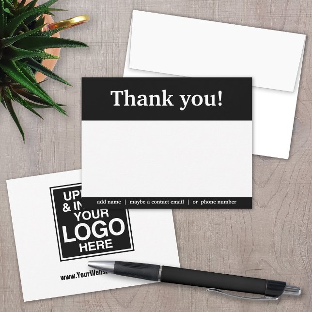 Basic Office or Business Logo Thank You Card (Business Thank you notecard with logo)