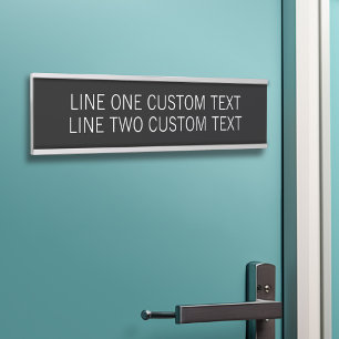 Basic Office with 2 Lines of Text - Black White Door Sign