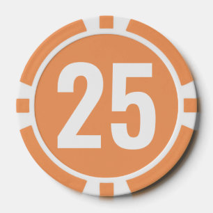 Basic Orange White Bold Number Poker Chips