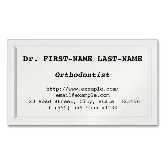 Basic Orthodontist Magnetic Business Card (Front)