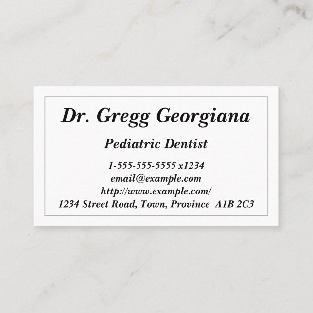 Basic Paediatrics Dentist Business Card (Front)