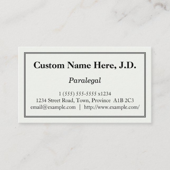 Basic Paralegal Business Card (Front)
