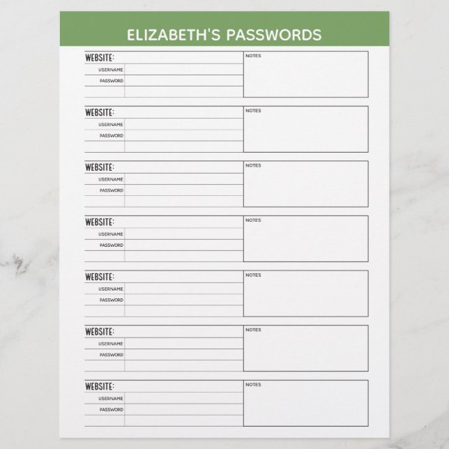 Basic Password Tracker with Username and Notes Fly Flyer (Front)