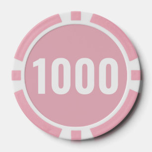Basic Pastel Pink White Bold Number Poker Chips