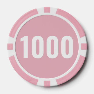 Basic Pastel Pink White Bold Number  Poker Chips