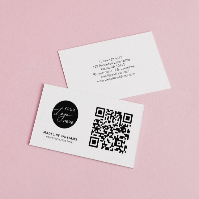 Basic Professional Company Logo QR Code Business Card (Creator Uploaded)