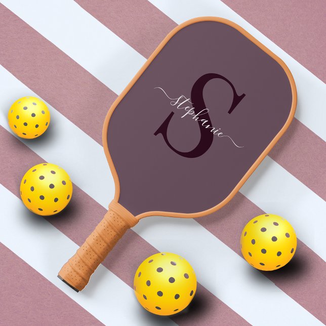 Basic Purple Monogram Initial + Name Pickleball Paddle (Creator Uploaded)