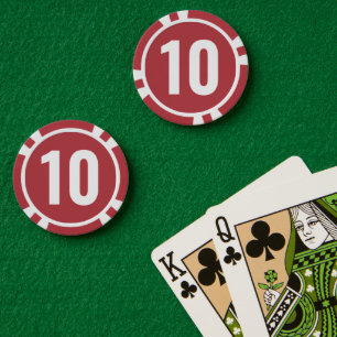 Basic Red White Bold Number Poker Chips