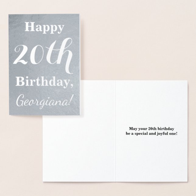 Basic Silver Foil 20th Birthday + Custom Name Foil Card (Display)