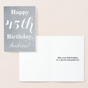 Basic Silver Foil 45th Birthday + Custom Name Foil Card