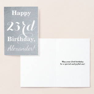 Basic Silver Foil "Happy 23rd Birthday" + Name Card
