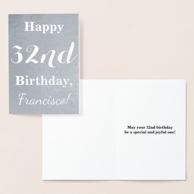 Basic Silver Foil "Happy 32nd Birthday" + Name Card (Display)