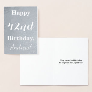 Basic Silver Foil "Happy 42nd Birthday" + Name Card