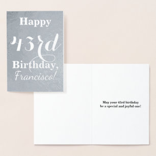Basic Silver Foil "Happy 43rd Birthday" + Name Foil Card