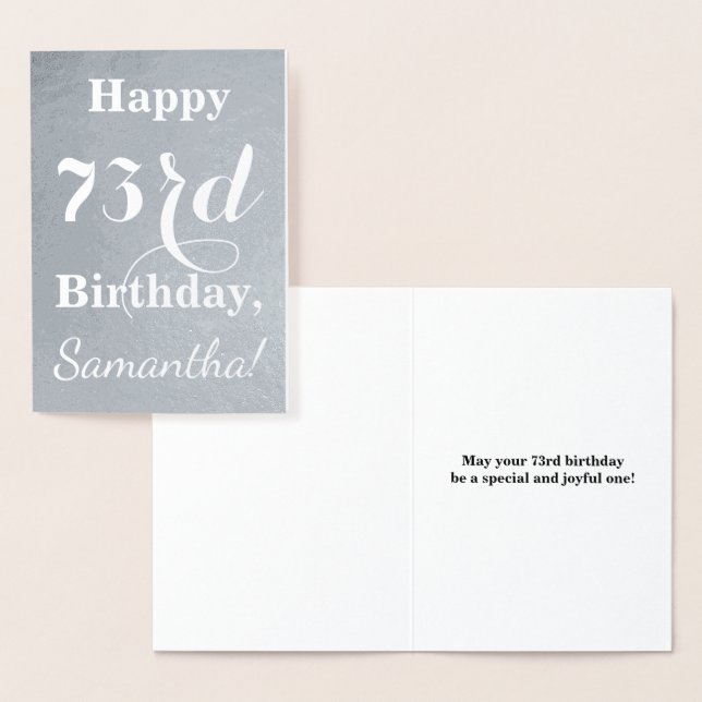 Basic Silver Foil "HAPPY 73rd BIRTHDAY" + Name Card (Display)