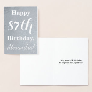 Basic Silver Foil "HAPPY 87th BIRTHDAY" + Name Card