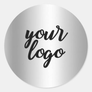 Basic Silver Metallic Shine Silver Classic Round Sticker