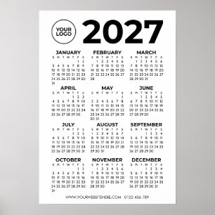 Basic Simple 2027 Calendar Business Corporate Logo Poster