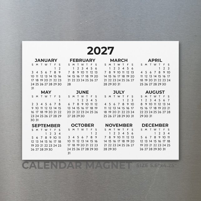 Basic Simple 2027 Horizontal Magnetic Calendar (Creator Uploaded)