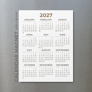 Basic Simple Brown Beige 2027 Magnetic Calendar