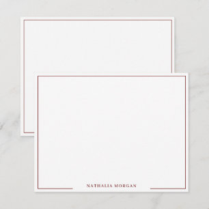 Basic Simple Burgundy Border Stationery Card