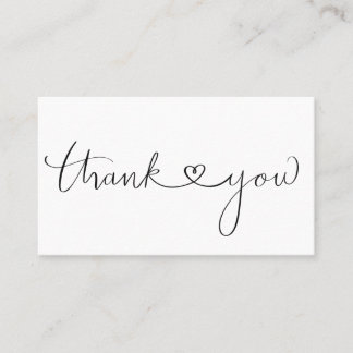 Basic Simple Heart Cursive Thank You Note Loyalty Card