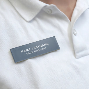 Basic Simple Minimalist Modern Dusty Blue Title Name Tag
