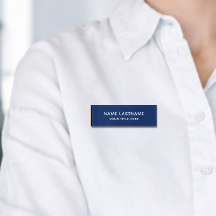 Basic Simple Minimalist Modern Navy Blue Title Name Tag