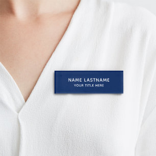 Basic Simple Minimalist Modern Navy Blue Title Name Tag