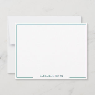 Basic Simple Teal Blue Border Stationery Card