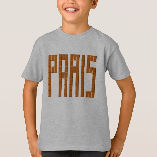 Basic steel T-shirt for children PARIS CHOCOLAT (Front)