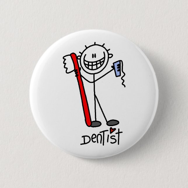 Basic Stick Figure Dentist 6 Cm Round Badge (Front)