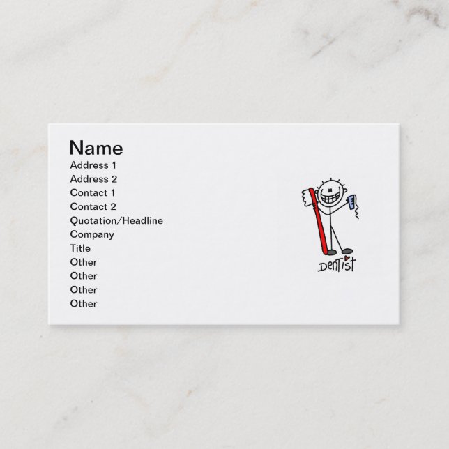 Basic Stick Figure Dentist Business Card (Front)