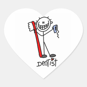 Basic Stick Figure Dentist Heart Sticker