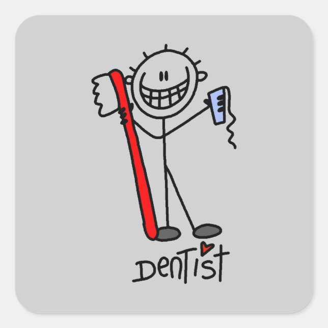 Basic Stick Figure Dentist Square Sticker (Front)