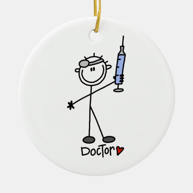 Basic Stick Figure Doctor Ceramic Tree Decoration (Front)