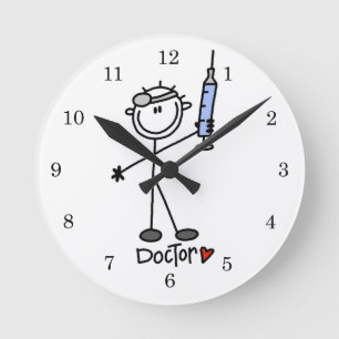 Basic Stick Figure Doctor Round Clock