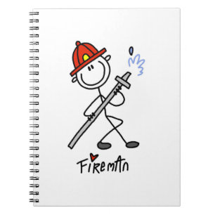 Basic Stick Figure Fireman T-shirts and Gifts Notebook