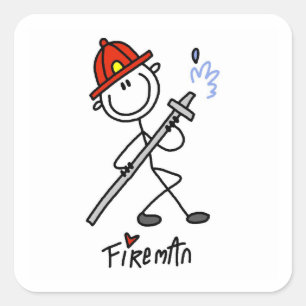 Basic Stick Figure Fireman T-shirts and Gifts Square Sticker