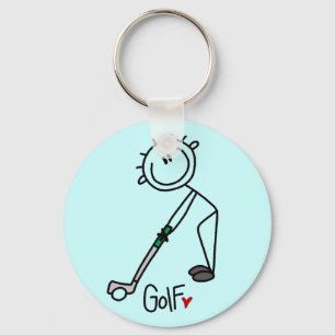 Basic Stick Figure Golf T-shirts and Gifts Key Ring