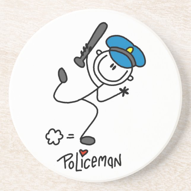 Basic Stick Figure Police Officer Coaster (Front)