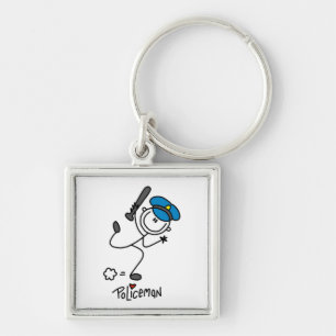 Basic Stick Figure Police Officer Key Ring