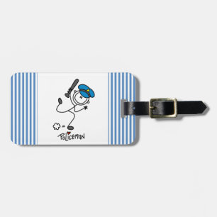 Basic Stick Figure Police Officer Luggage Tag