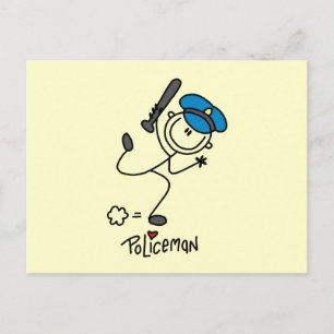 Basic Stick Figure Police Officer Postcard