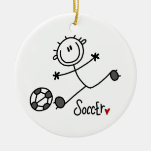 Basic Stick Figure Soccer Player T-shirts and Gift Ceramic Tree Decoration